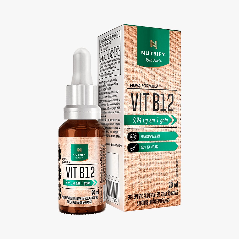 Vitamina B12 Líquida Nutrify – 20 ml | Limão e Morango